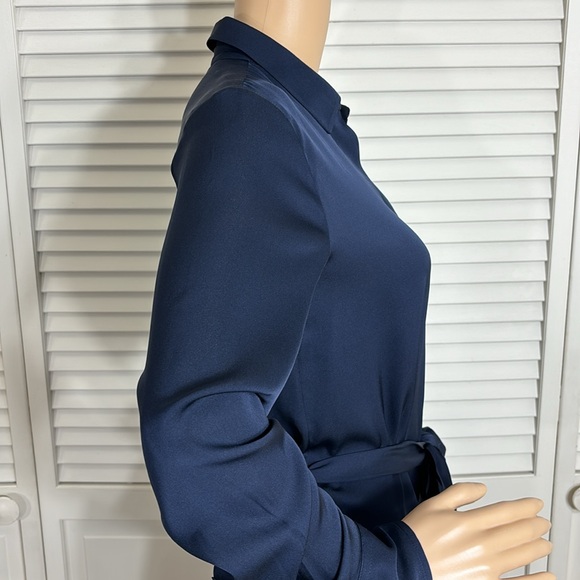 NWT Quince Silk Stretch Shirt Dress XS in Blue - Picture 10 of 16